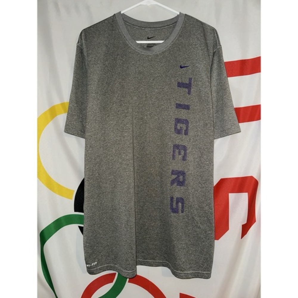 Nike LSU Tigers T Shirt Mens‎ 2XL Gray Football Dri Fit